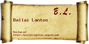 Ballai Lantos névjegykártya